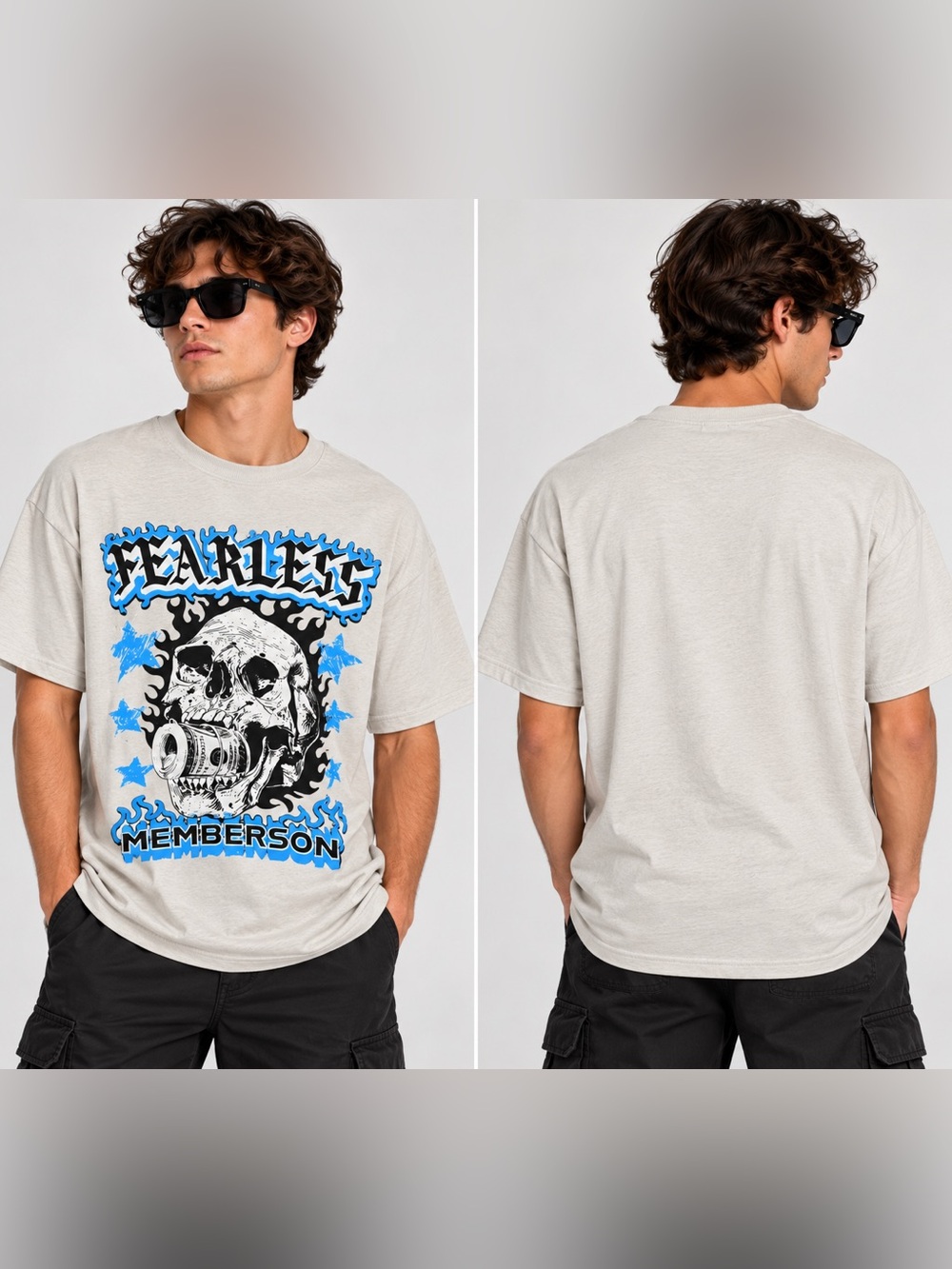 3Forty Inc Fearless Skull Money Graphic Streetwear Tee NWT Large